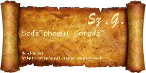Széphegyi Gergő névjegykártya